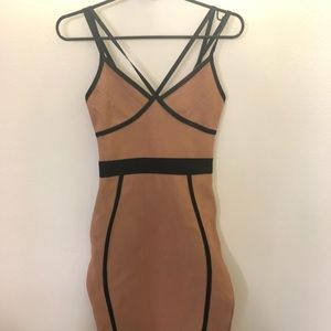 Tan bandage missguided midi , size 0